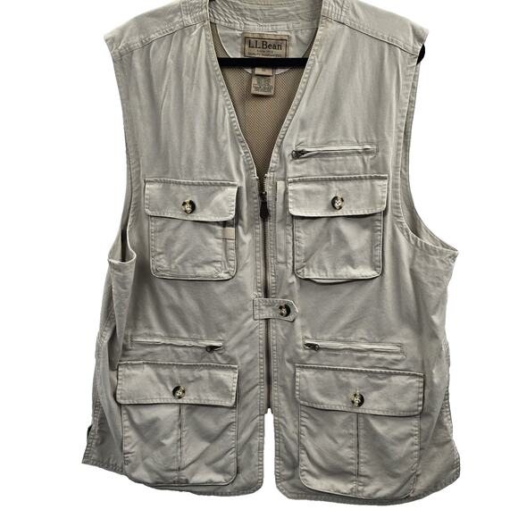 LL Bean Fishing Vest XL Half Moon Pocket Angler Outdoor Gorpcore L.L. Bean Khaki - Picture 3 of 15